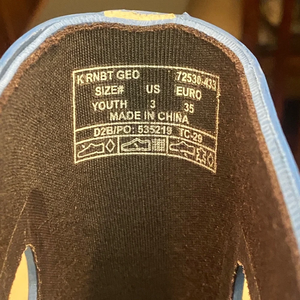 BOGS WEATHER RAIN BOOTS BLUE GEOMETRIC EUC BIG KIDS SZ 3 EU 35